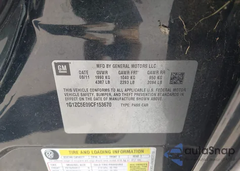 2012 Chevrolet Malibu 1Lt из США, поврежденный, VIN 1G1ZC5E09CF153670